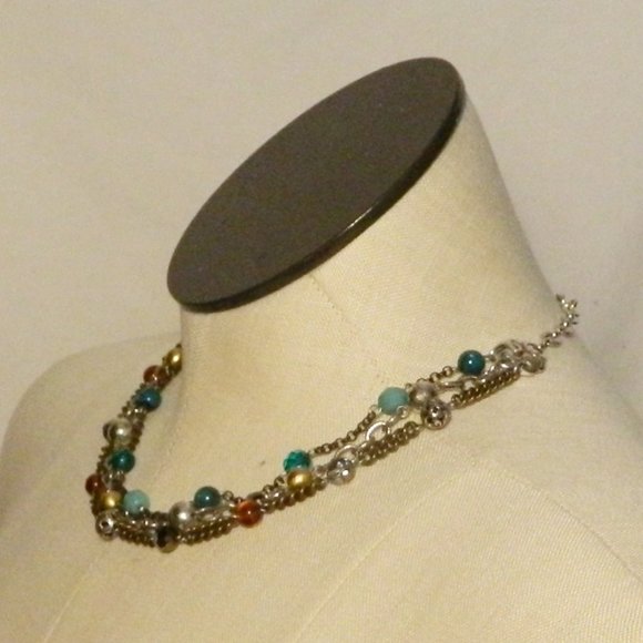 Brighton Layered Necklace Silvertone and Multi Stones EUC! - Picture 3 of 5